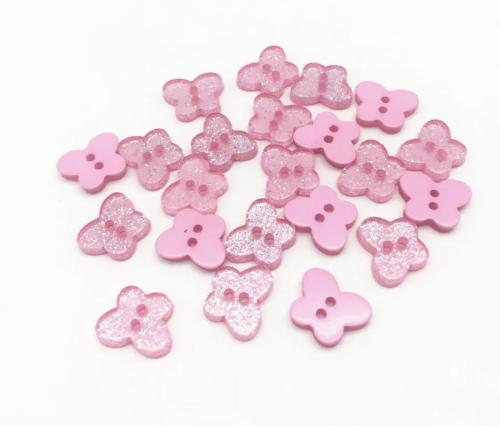 Sommerfugl - rosa glitter 13mm