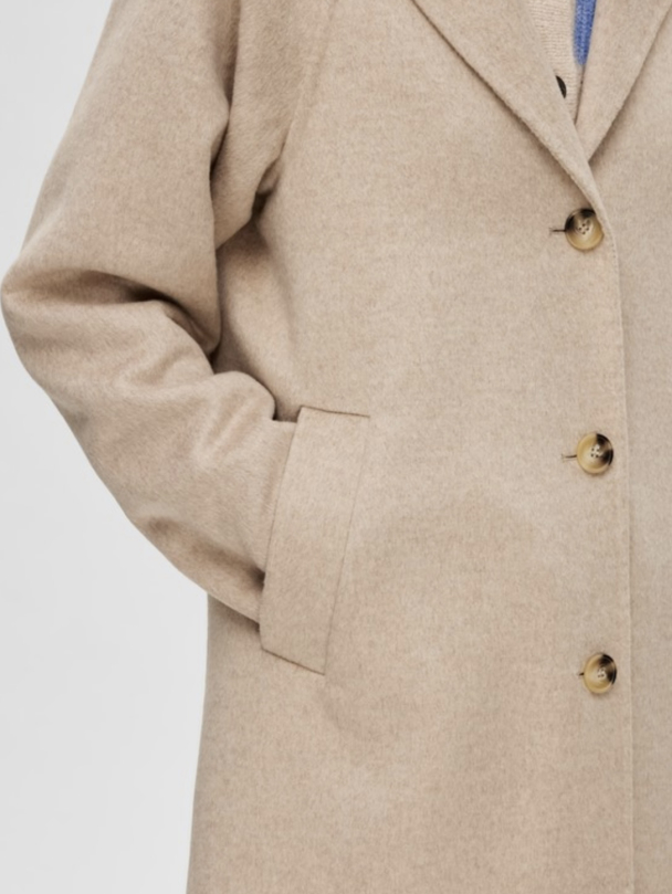 New Tama Handmade Wool Coat - Sandshell Melange - Image 2