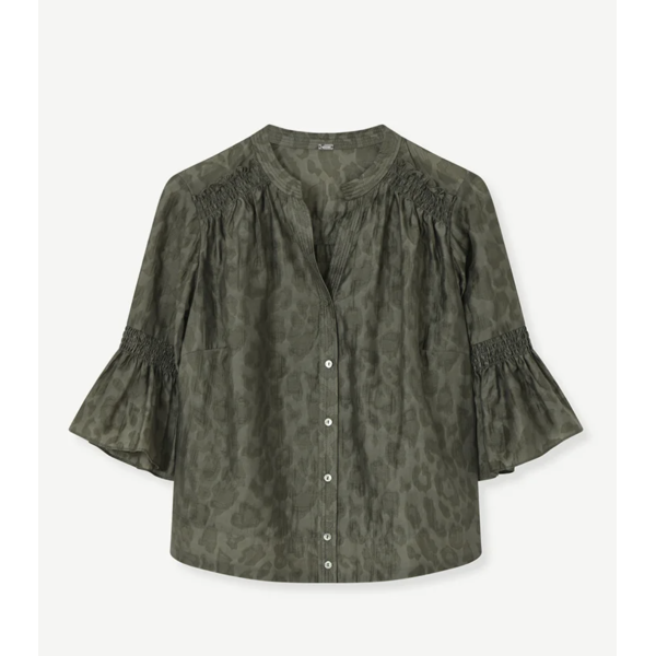 Samantha Military Green Shirt w/smock | Samantha Shirt w/smock fra GUSTAV