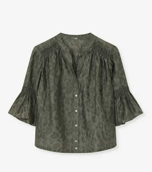 Samantha Military Green Shirt w/smock | Samantha Shirt w/smock fra GUSTAV