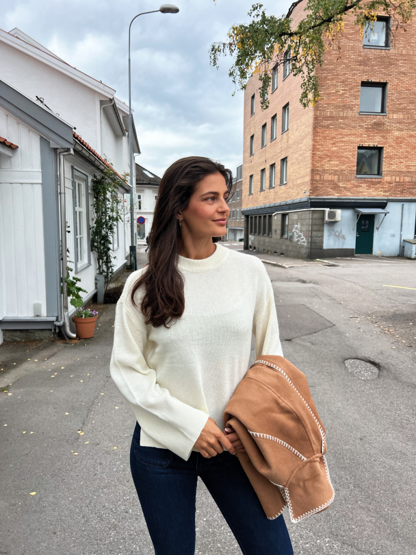 Frido White Knit Pullover - Birch - Image 3