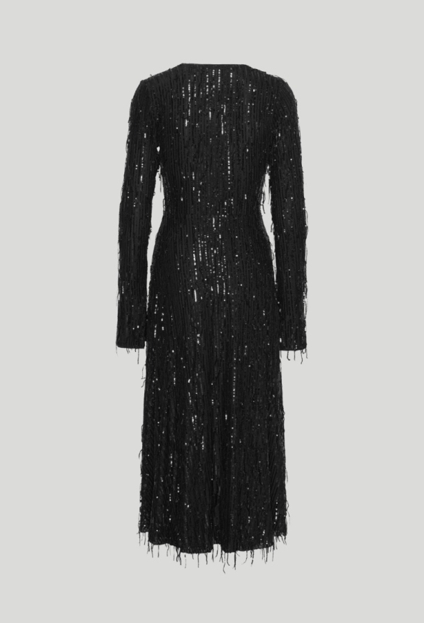 Sequins Midi Slit Dress - Black  - Image 2