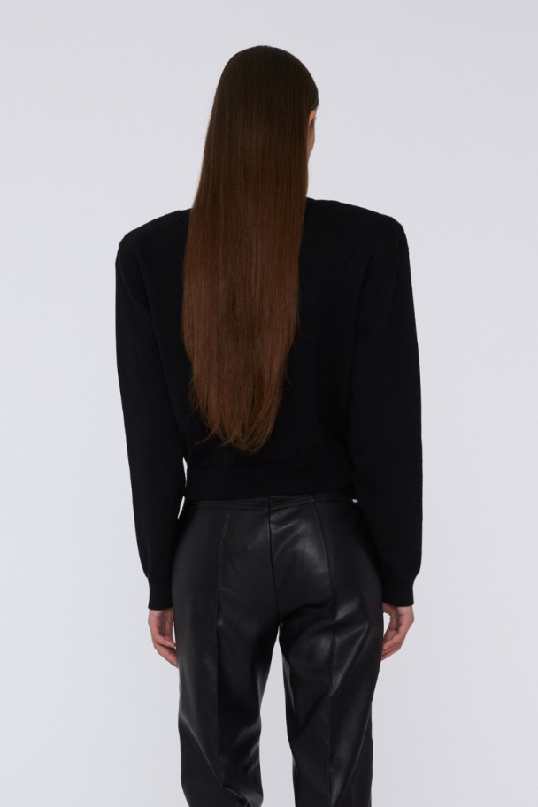 Firm Knit Cardigan - Black - Image 2