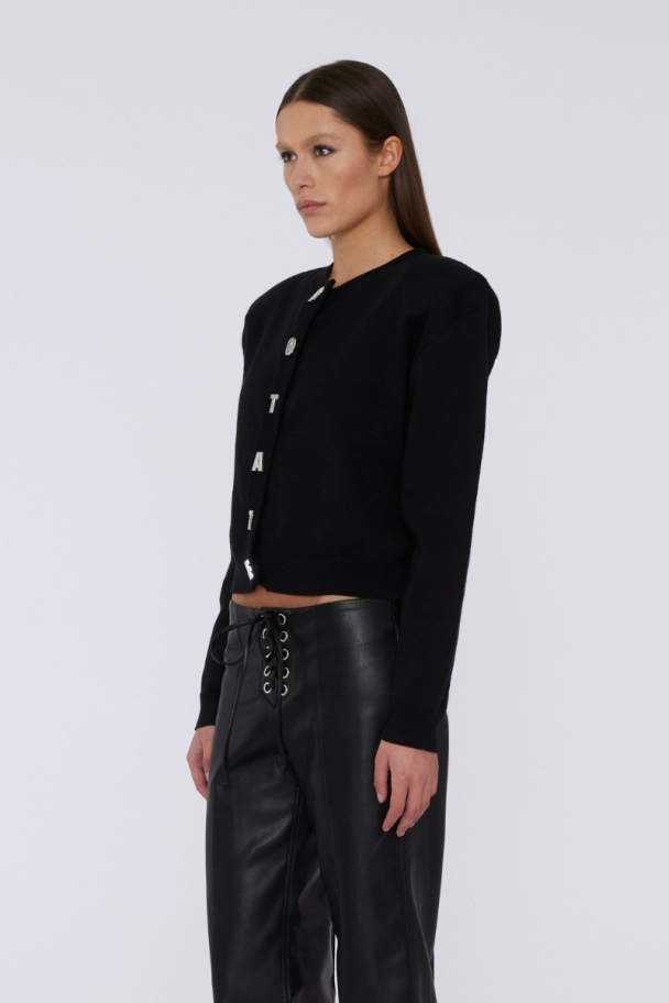 Firm Knit Cardigan - Black - Image 4