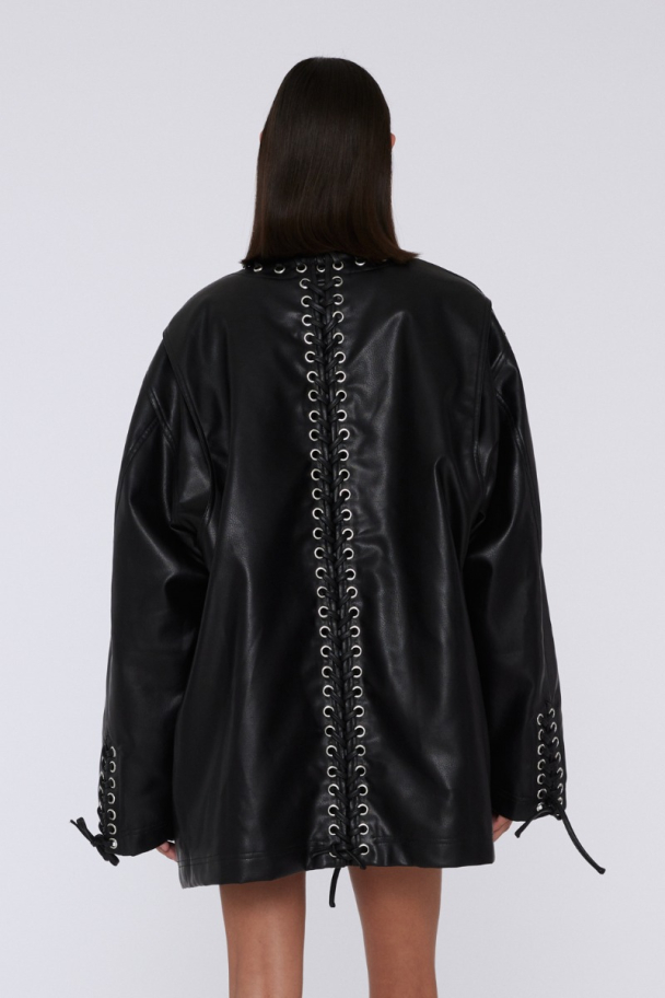 Texture Oversized Jacket - Black  - Image 3