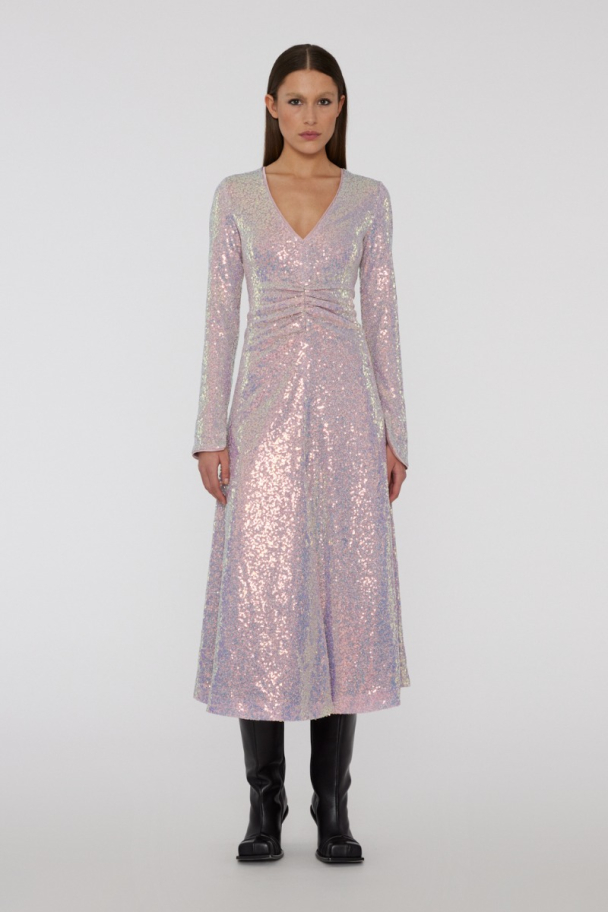 Sequins Midi Dress - Soft Pink  - Image 7