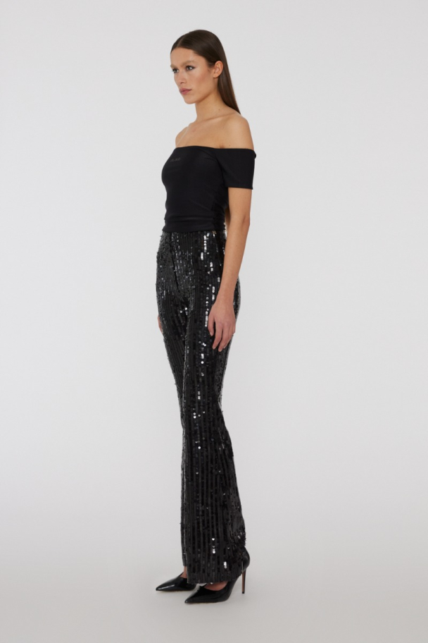 Sequins Flared Pants - Black  - Image 4
