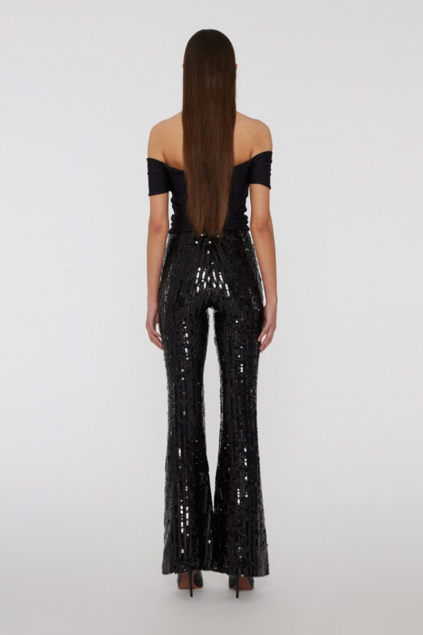 Sequins Flared Pants - Black  - Image 6