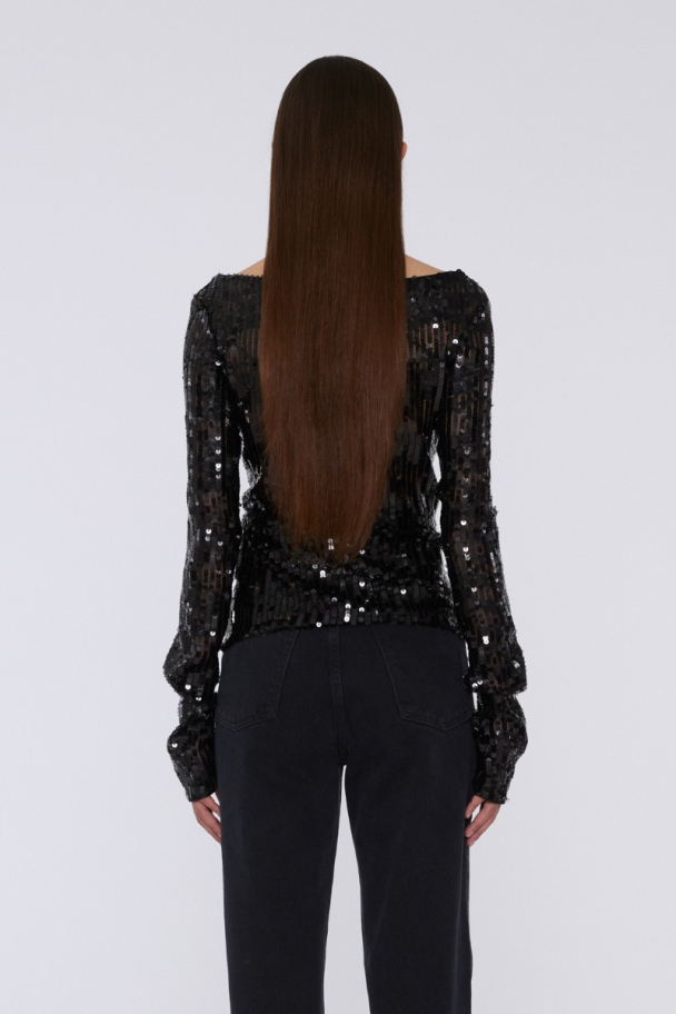 Sequins Off Shoulder - Black  - Image 3