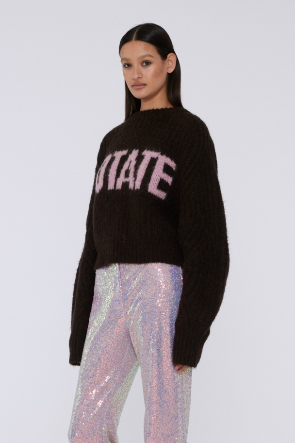 Firm Knit Jumper - Brown/Pink - Image 7