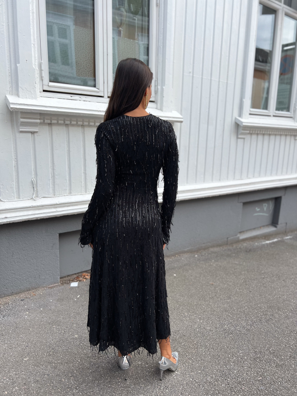 Sequins Midi Slit Dress - Black  - Image 7