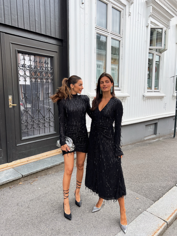 Sequins Midi Slit Dress - Black  - Image 10