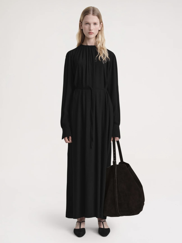Gathered-Neck Crepe Dress - Image 1