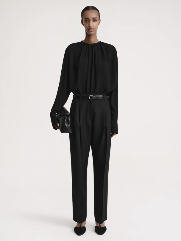 Gathered-Neck Crepe Blouse - Image 1