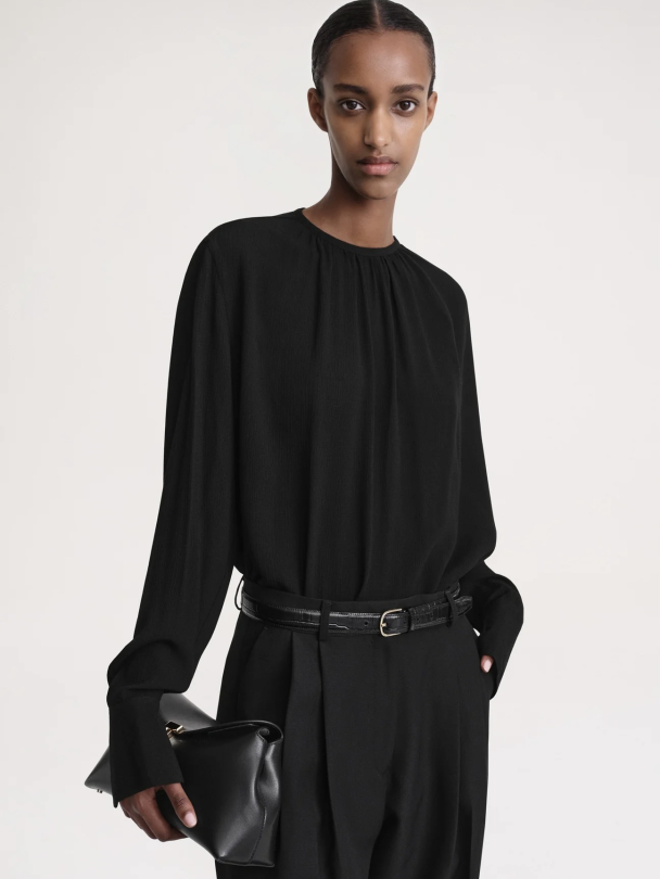 Gathered-Neck Crepe Blouse - Image 3