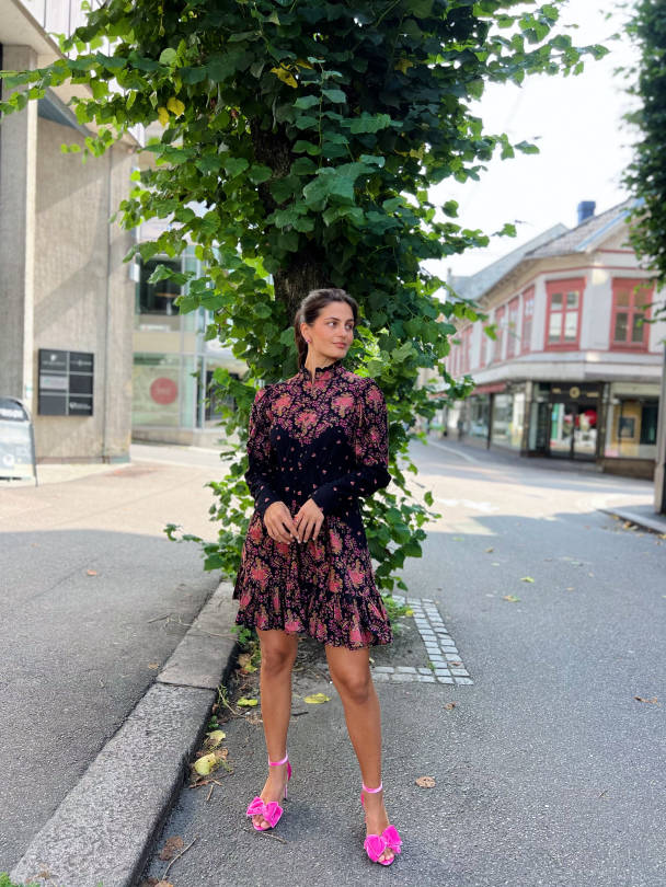 Baby Cord Mini Dress - Black Paisley - Image 4