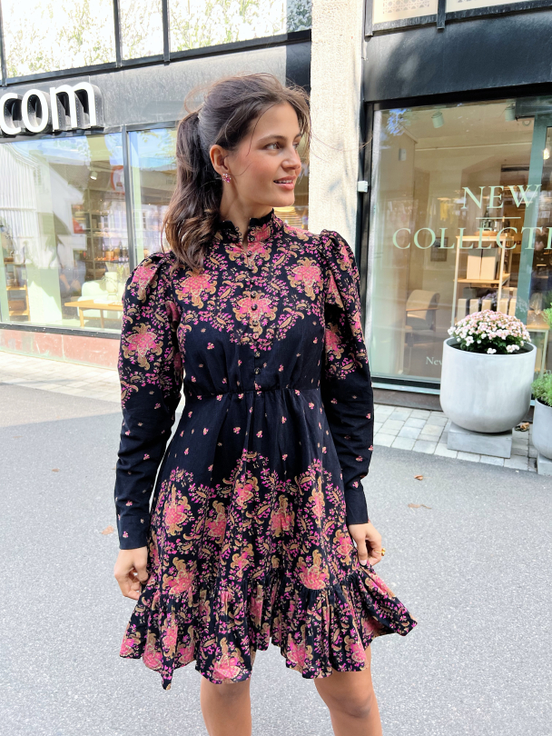 Baby Cord Mini Dress - Black Paisley - Image 6