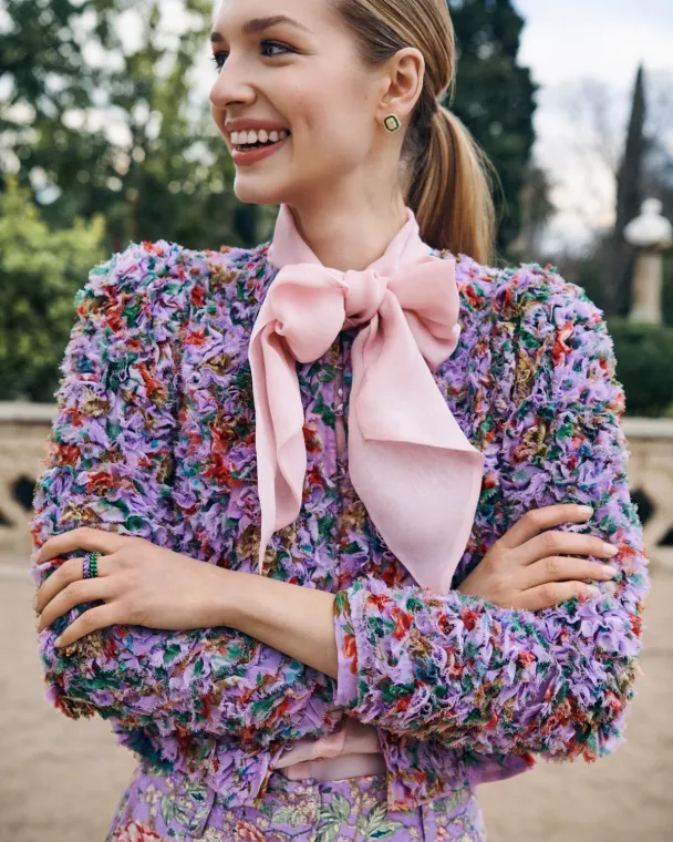 Georgette Jacket - Purple Bouquet - Image 1