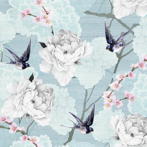 Napkin Lunsj Oriental Flowers Blue