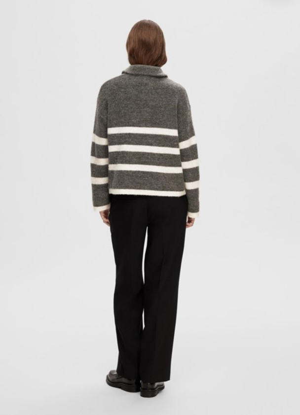 Maline Knit Half Zip - Medium Grey Melange  - Image 2