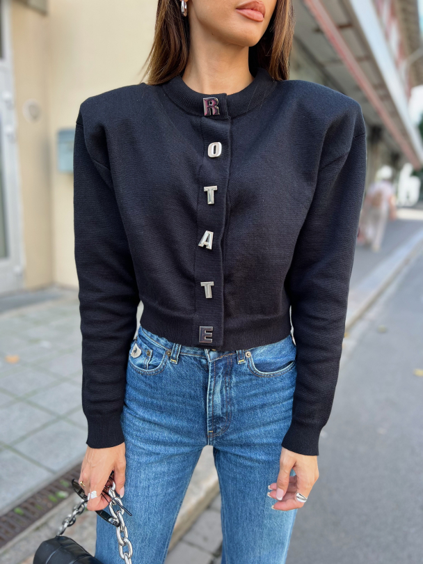 Firm Knit Cardigan - Black - Image 1