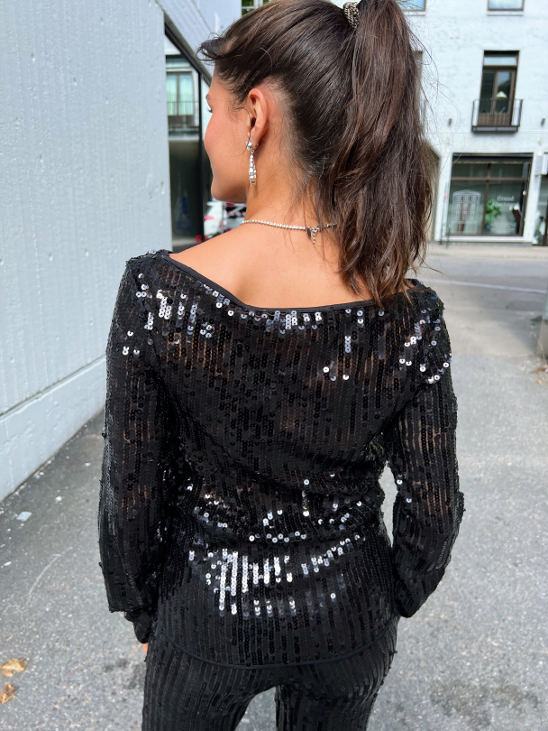 Sequins Off Shoulder - Black  - Image 7