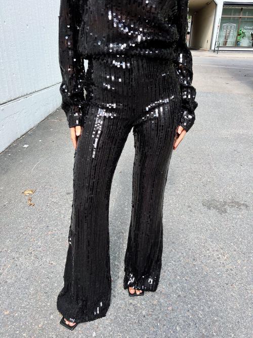Sequins Flared Pants - Black 