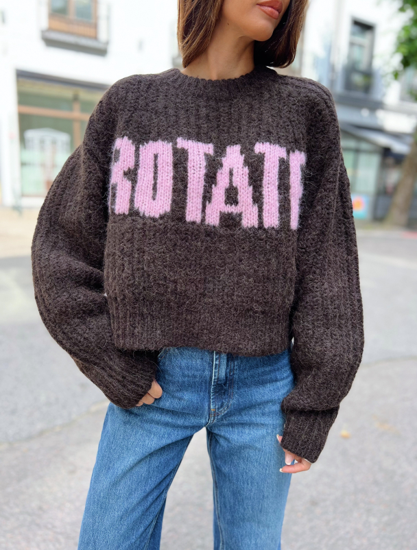Firm Knit Jumper - Brown/Pink - Image 1