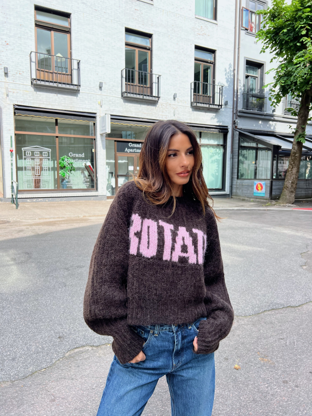 Firm Knit Jumper - Brown/Pink - Image 9