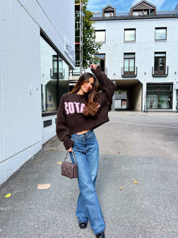 Firm Knit Jumper - Brown/Pink - Image 10