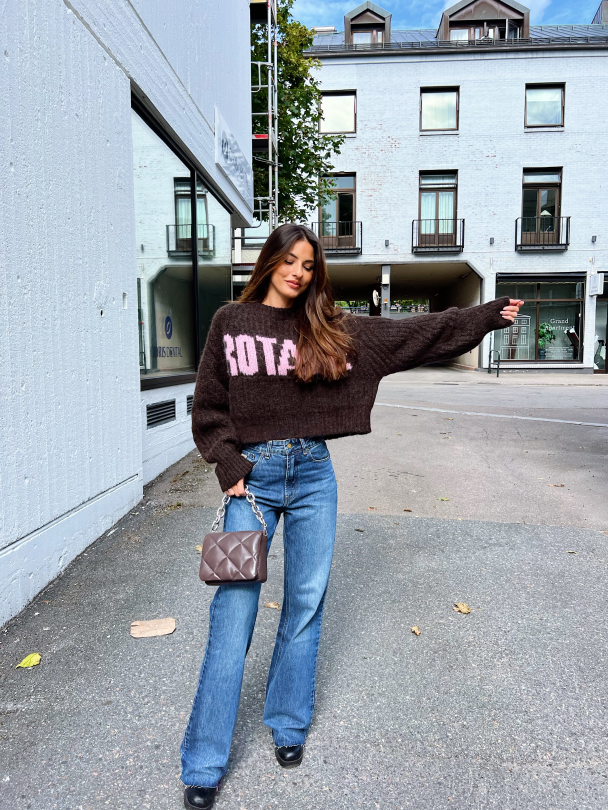 Firm Knit Jumper - Brown/Pink - Image 11