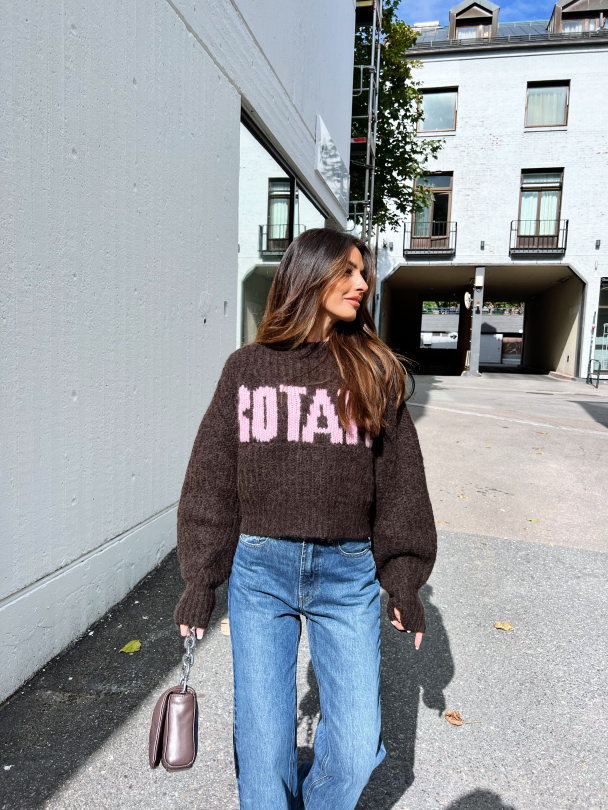 Firm Knit Jumper - Brown/Pink - Image 13