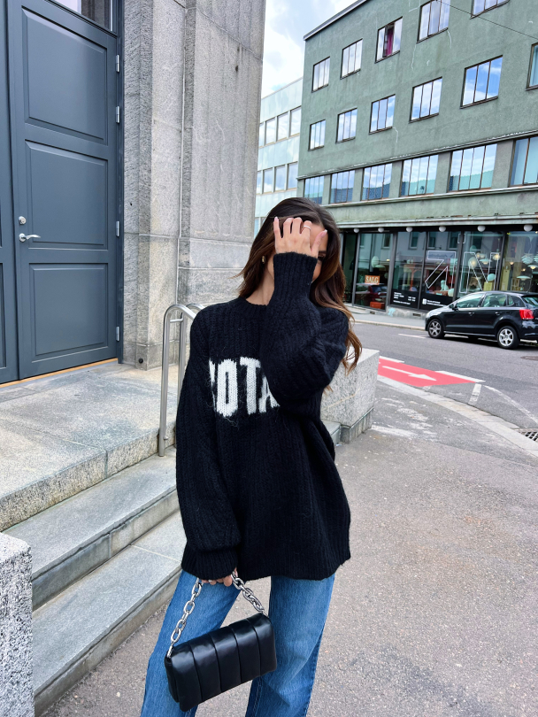 Oversized Logo Jumper - Black/White - Image 3
