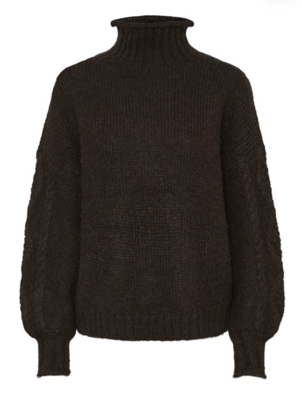 Siera Highneck Knit Pullover - Seal Brown  - Image 2