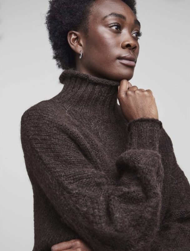Siera Highneck Knit Pullover - Seal Brown  - Image 3