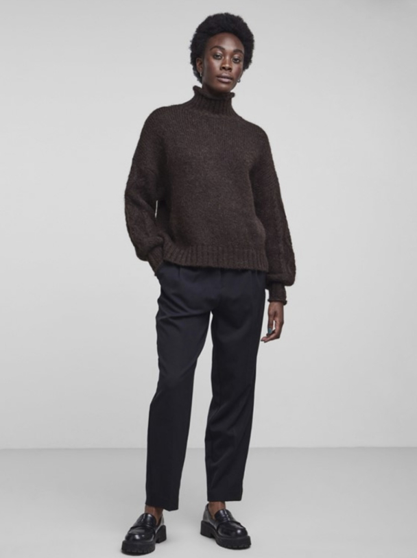 Siera Highneck Knit Pullover - Seal Brown  - Image 4