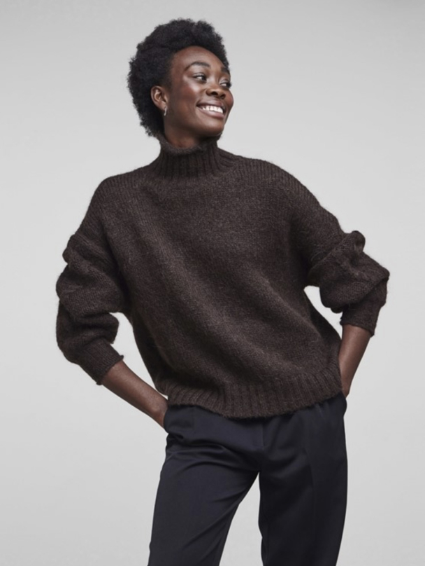 Siera Highneck Knit Pullover - Seal Brown  - Image 6