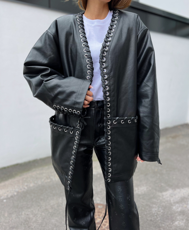 Texture Oversized Jacket - Black  - Image 1