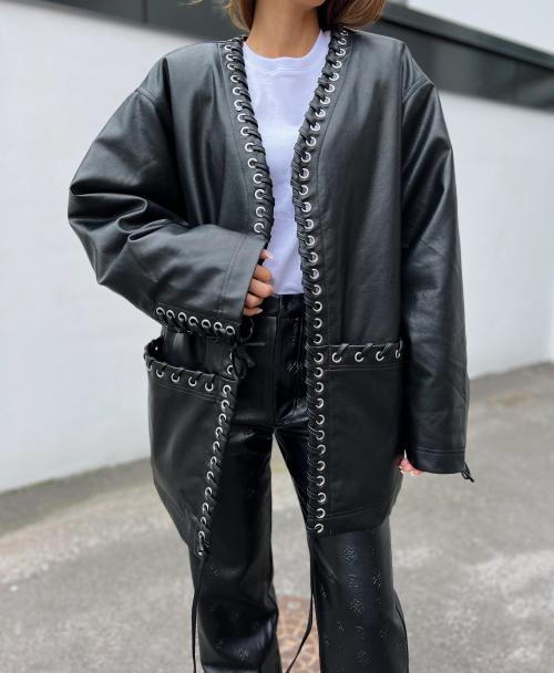 Texture Oversized Jacket - Black 