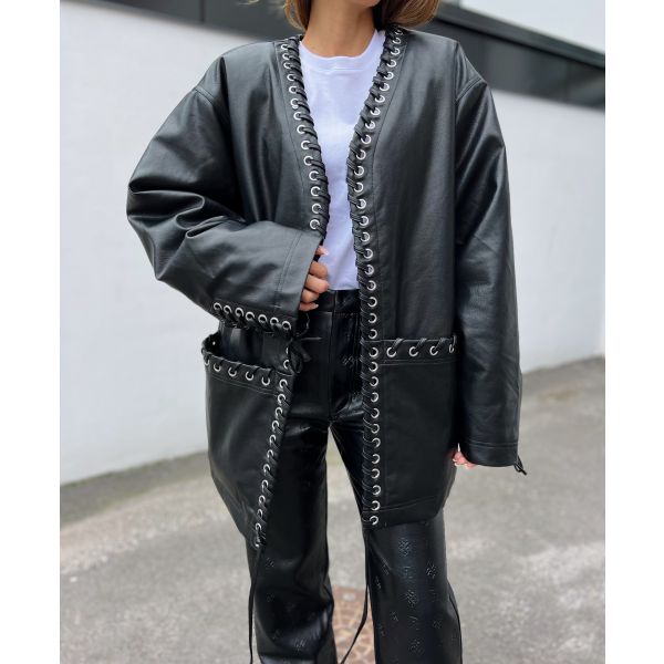 Texture Oversized Jacket - Black 