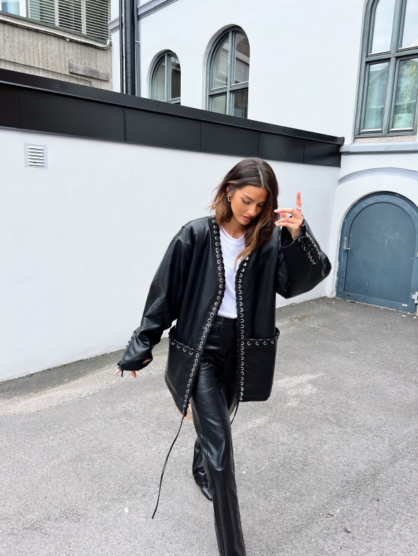 Texture Oversized Jacket - Black  - Image 10