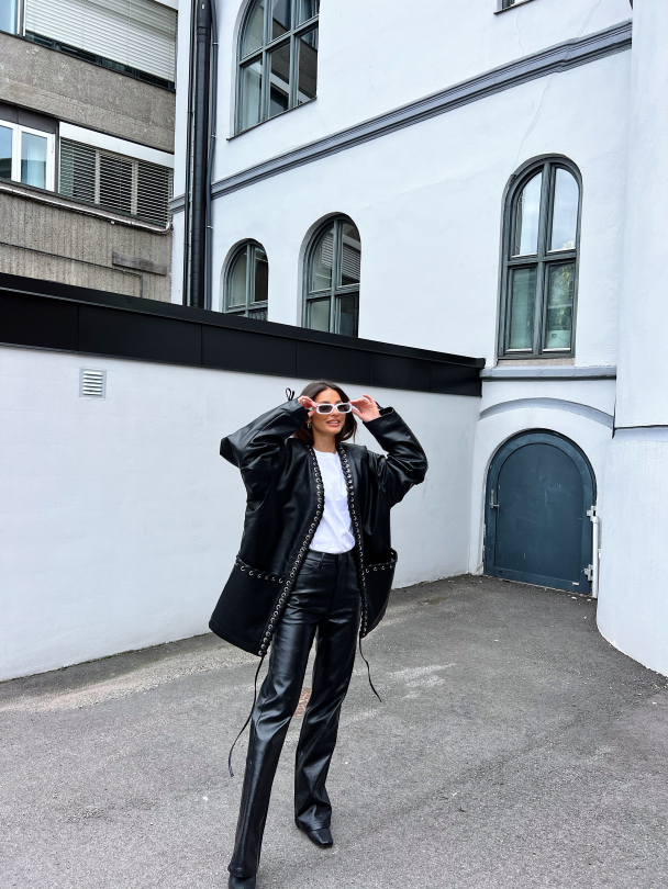 Texture Oversized Jacket - Black  - Image 14