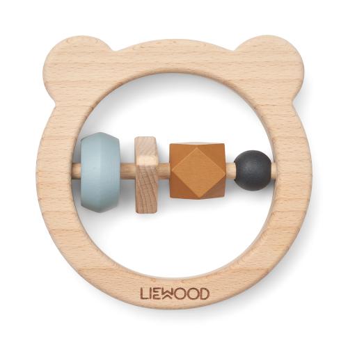 LIEWOOD - AVADA WOODEN RATTLE  SEA BLUE MIX