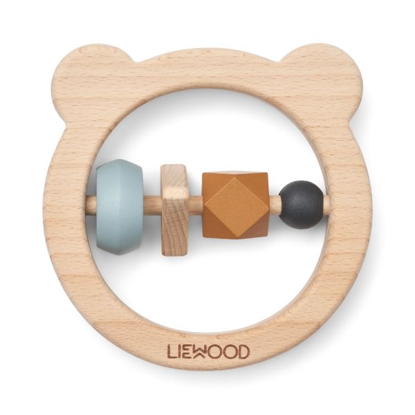 LIEWOOD - AVADA WOODEN RATTLE  SEA BLUE MIX