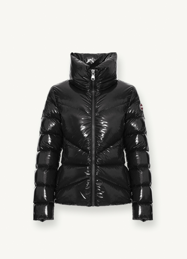 Ladies Down Jacket - Shiny Black - Image 2