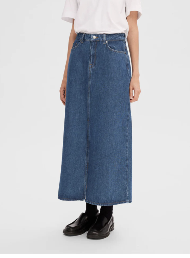 Esther Mid Blue Denim Skirt - Medium Blue  - Image 2