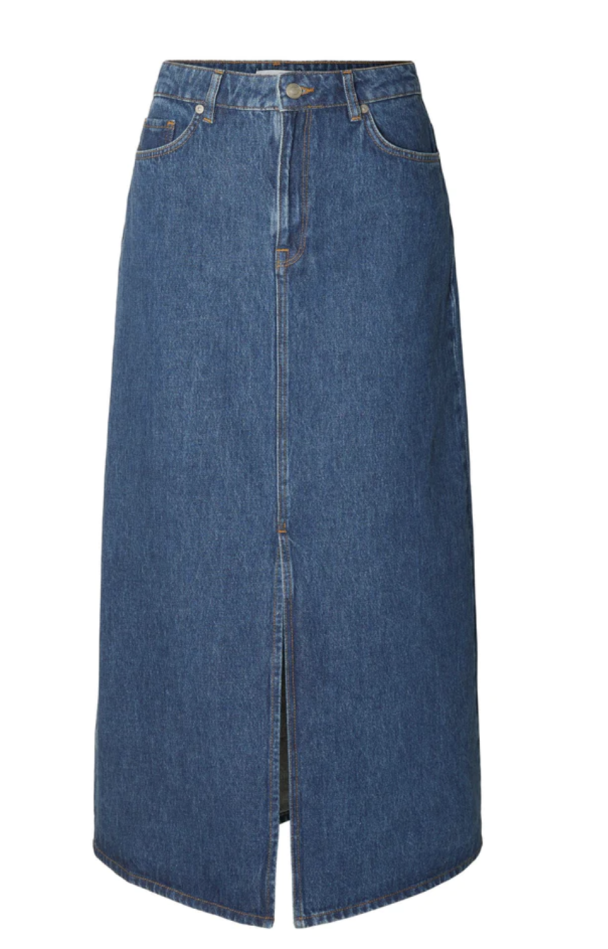 Esther Mid Blue Denim Skirt - Medium Blue  - Image 3
