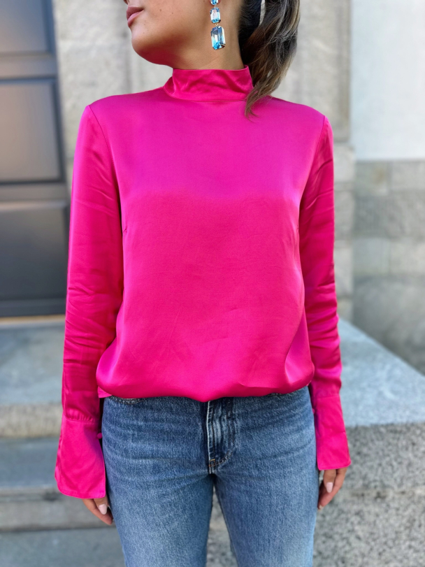 Ivy Satin Top - Fuchsia Purple - Image 1