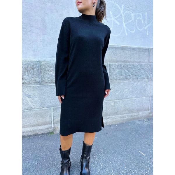 Emilie High Neck Knit Dress - Black