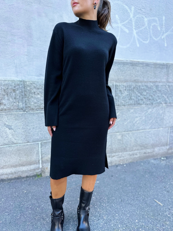 Emilie High Neck Knit Dress - Black - Image 1